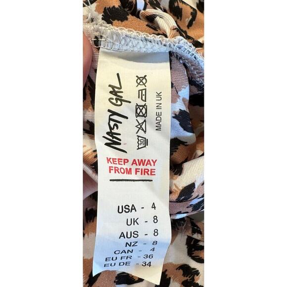 Nasty Gal US4 Animal Print Bikini Top High Cut Bottom Bandeau Leopard Swim - Picture 10 of 10
